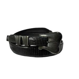 Genuine Vintage LITO-MOTI Black Genuine Lizard Sterling Belt Size M 36 Unisex